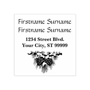 Pine Kone Kerstmis Adres Rubber Stempel