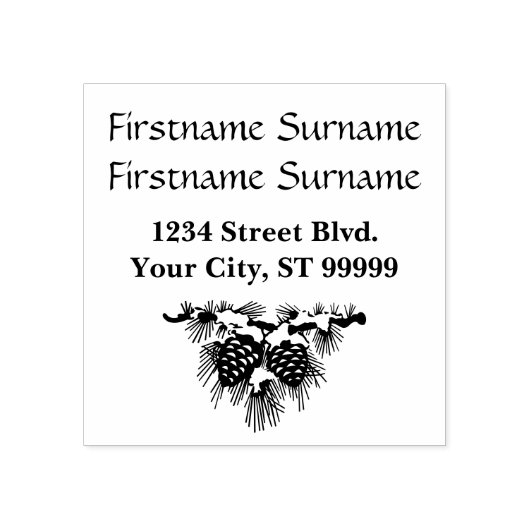 Pine Kone Kerstmis Adres Rubber Stempel (Afrduk)