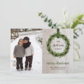 Pine krans 3 foto | Kerstbrief Feestdagenkaart (Staand voorkant)