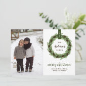 Pine krans 3 foto | Kerstbrief Feestdagenkaart (Staand voorkant)