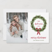 Pine krans 3 foto | Kerstbrief Feestdagenkaart (Voorkant)