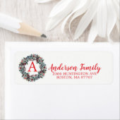 Pine krans Kerstmis Monogram Adreslabel Etiket (Insitu)