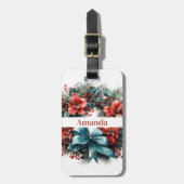 Pine krans met Holly Christmas Bagagelabel (Voorkant verticaal)