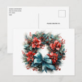 Pine krans met Holly Christmas Briefkaart (Voorkant / Achterkant)
