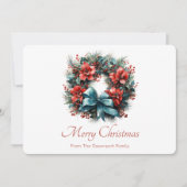 Pine krans met Holly Christmas Feestdagenkaart (Voorkant)