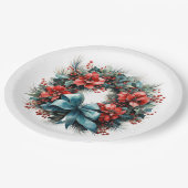 Pine krans met Holly Christmas Papieren Bordje (Gekanteld)