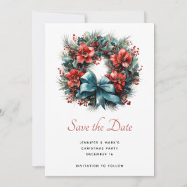 Pine krans met Holly Christmas Save The Date