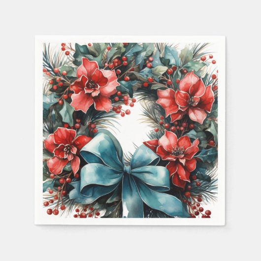 Pine krans met Holly Christmas Servet (Voorkant)