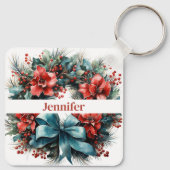 Pine krans met Holly Christmas Sleutelhanger (Achterkant)