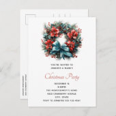 Pine krans met Holly Christmas Uitnodiging Briefkaart (Voorkant / Achterkant)