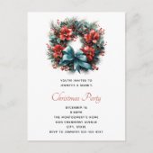 Pine krans met Holly Christmas Uitnodiging Briefkaart (Voorkant)