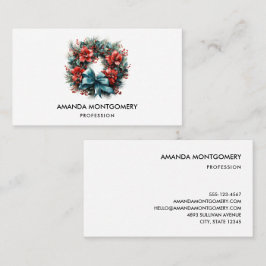 Pine krans met Holly Christmas Visitekaartje