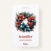 Pine krans met Holly feestelijke kerst Badge (Voorkant)