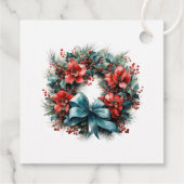 Pine krans met Holly feestelijke kerst Bedankjes Labels (Achterkant)