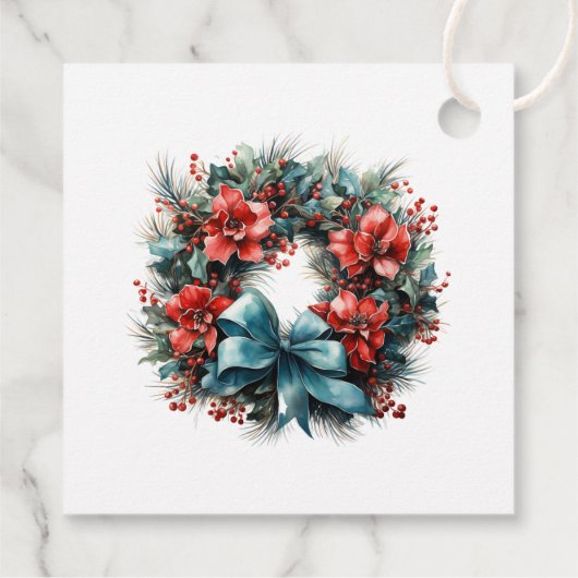 Pine krans met Holly feestelijke kerst Bedankjes Labels (Achterkant)