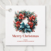 Pine krans met Holly feestelijke kerst Bedankjes Labels (Voorkant)
