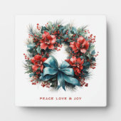 Pine krans met Holly feestelijke kerst Fotoplaat (Voorkant)