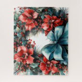 Pine krans met Holly feestelijke kerst Legpuzzel (Verticaal)
