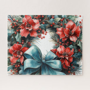 Pine krans met Holly feestelijke kerst Legpuzzel