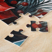 Pine krans met Holly feestelijke kerst Legpuzzel (Zijkant)
