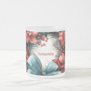 Pine krans met Holly feestelijke kerst Matglas Koffiemok