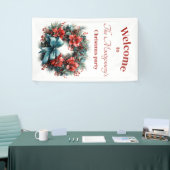 Pine krans met Holly feestelijke kerst Spandoek (Beurs)