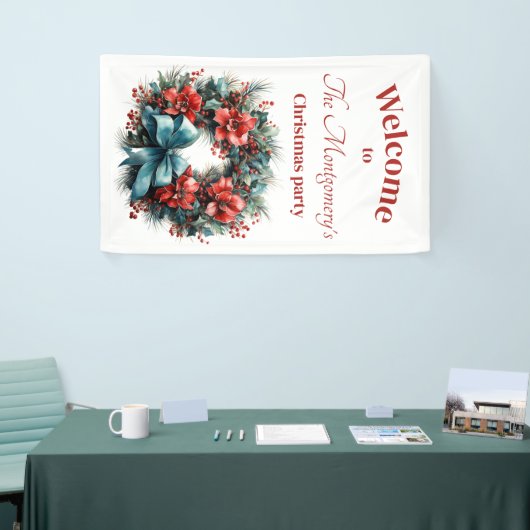 Pine krans met Holly feestelijke kerst Spandoek (Beurs)