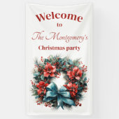 Pine krans met Holly feestelijke kerst Spandoek (Verticaal)