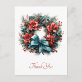 Pine krans met Holly Kerstmis Dank U Briefkaart (Voorkant)