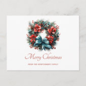 Pine krans met Holly Kerstvakantie Feestdagenkaart (Voorkant)