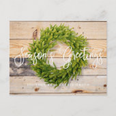 Pine krans op hout | Groeten van het seizoen Feestdagenkaart (Voorkant)