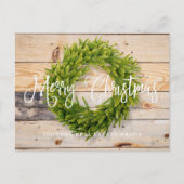 Pine krans op hout | Prettige kerstgroet Feestdagenkaart (Voorkant)