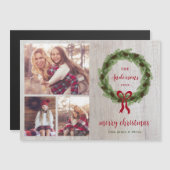 Pine krans Vrolijk Kerstmis Magnetische Fotokaart (Voorkant / Achterkant)