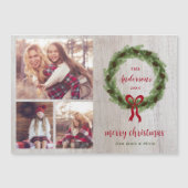Pine krans Vrolijk Kerstmis Magnetische Fotokaart (Voorkant)