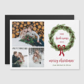 Pine krans Vrolijk Kerstmis Magnetische Fotokaart (Voorkant / Achterkant)