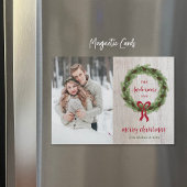 Pine krans Vrolijk Kerstmis Magnetische Fotokaart