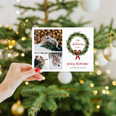 Pine krans Vrolijk Kerstmis Magnetische Fotokaart