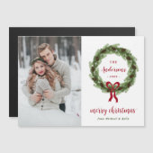 Pine krans Vrolijk Kerstmis Magnetische Fotokaart (Voorkant / Achterkant)
