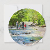 Pine krans Vrolijk Kerstmis Ronde Foto Feestdagenkaart (Achterkant)