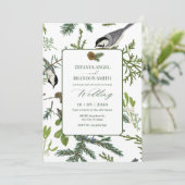 Pine laat vogelbruiloft achter kaart (Staand voorkant)