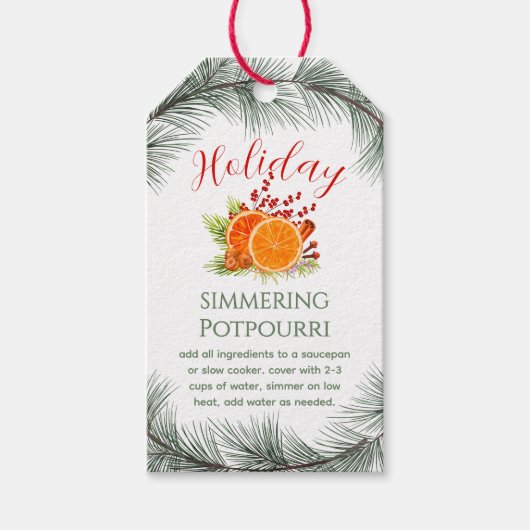 Pine leave Stovetop Christmas Simmering Potpourri Cadeaulabel (Voorkant)