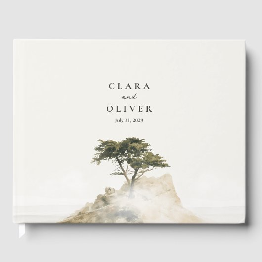 Pine Leiste Serif Script Cypress Coast Bruiloft Gastenboek (Voorkant)