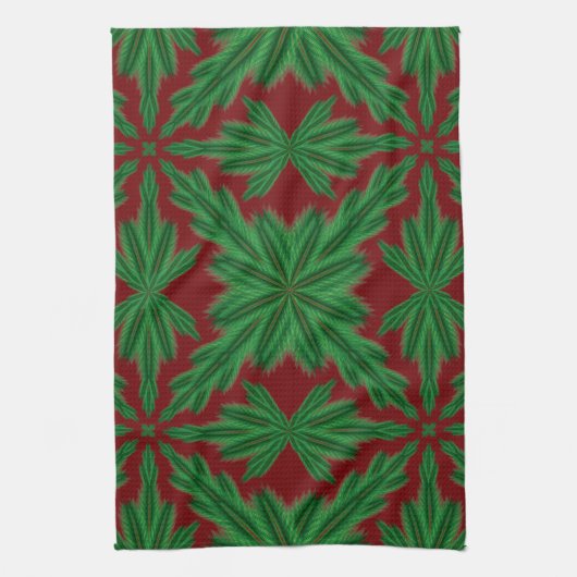 Pine Mandala Garnet keukenhanddoek (Verticaal)