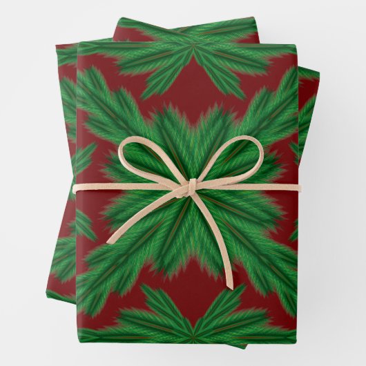 Pine Mandala Granaat Wrapping Paper (In situ)