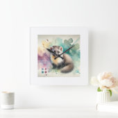Pine Marten 081024AREF112 - Watercolor Vierkante Klok (Huis)