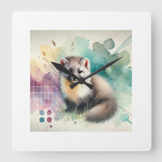 Pine Marten 081024AREF112 - Watercolor Vierkante Klok
