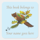 Pine Marten Herfst bladeren Bookplate Vierkante Sticker (Voorkant)