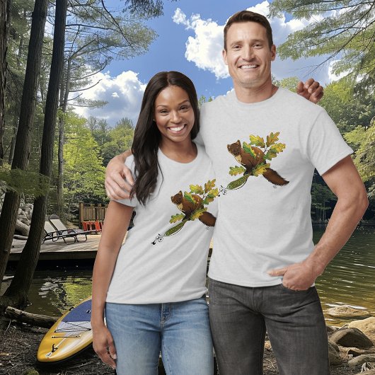 Pine Marten herfstbladeren T-shirt