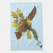Pine Marten herfstbladeren Theedoek (Verticaal)