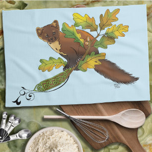 Pine Marten herfstbladeren Theedoek
